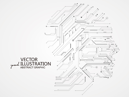 Circuit board composed of head graphic.のイラスト素材