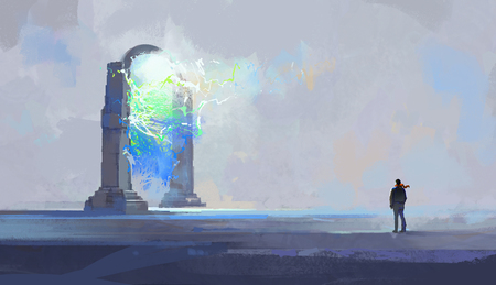 Transmission door, fantasy illustration, digital painting.の写真素材
