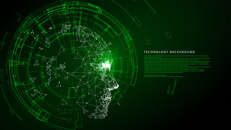 The combination of circuit and head shape, artificial intelligence, the moral of the electronic world, vector illustration.のイラスト素材