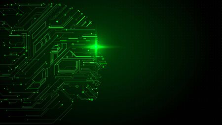 The combination of circuit and head shape, artificial intelligence, the moral of the electronic world, vector illustration.のイラスト素材