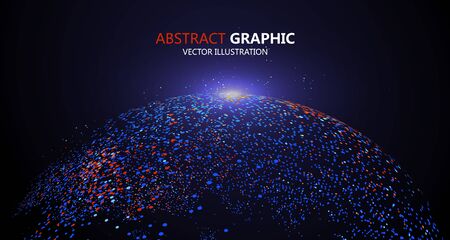 Multicolored Earth composed of colorful particles, vector illustration.のイラスト素材