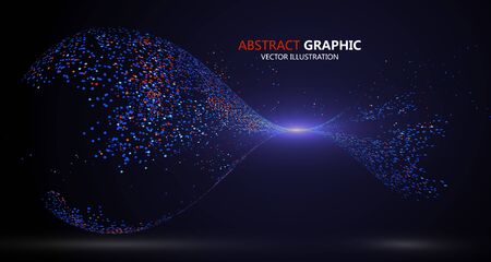 Abstract graphic composed of colorful particles, vector illustration.のイラスト素材
