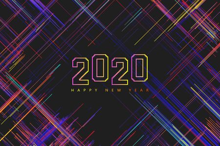 Colorful lines  2020 New Year Backgroundのイラスト素材