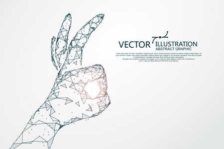 "OK" hand, concept graphics, vector illustration.のイラスト素材