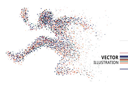 Crossed people consisting of colored dots, vector illustration.のイラスト素材