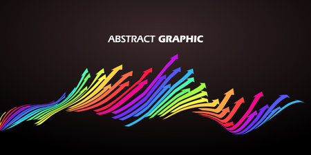 Colorful arrows that extend in a wavy shape, growth meaning.のイラスト素材