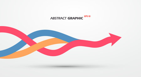Multiple colored ropes converging into arrows in the same direction, vector graphics.のイラスト素材