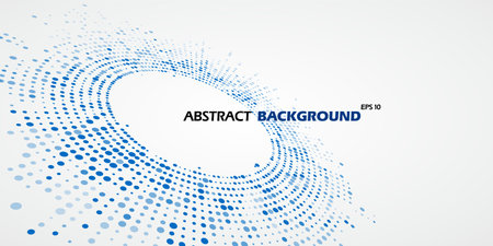 Regular blue dots form a circular abstract shape.のイラスト素材