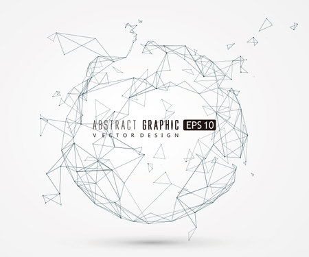 Circle cyberspace made of dots and lines, vector illustration.のイラスト素材