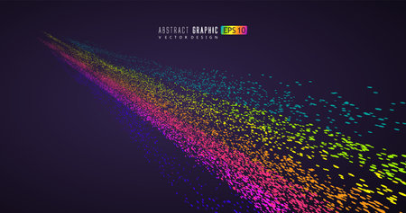 Moving ribbons composed of countless colorful dots, vector graphics.のイラスト素材