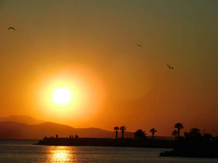 Sunset from the shore of Glyfada, Greeceの写真素材