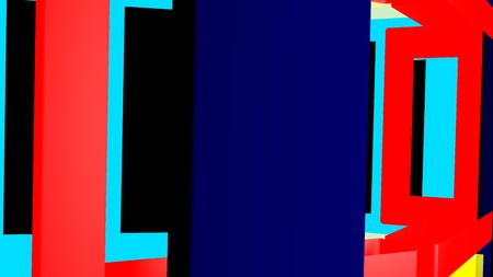 3d rendering. Industrial creative background stripes and a variety of multi-colored cubic figuresの写真素材