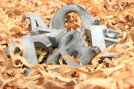 Pile of letters in shavingの写真素材