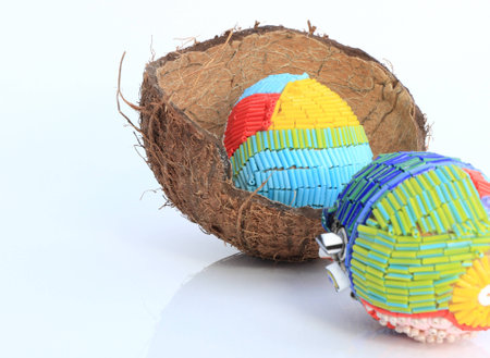 Easter eggs and cocoaの写真素材