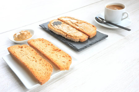 Peanut butter and coffeeの写真素材