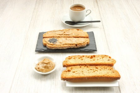 Toast with peanut butterの写真素材