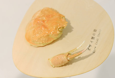 Raw crab at exhibitionの写真素材