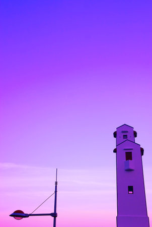 Lighthouse in wild orchid colorの写真素材
