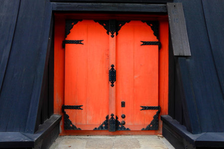 Red door on temple - Japanの写真素材