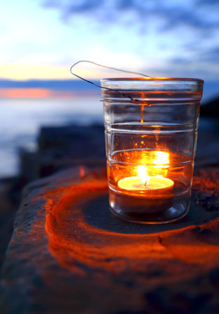 Candle in twilightの写真素材