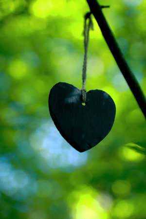Slate heart hangingの写真素材