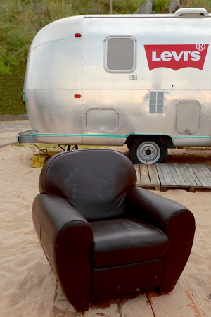 BIARRITZ, FRANCE-JULY 19, 2014  Biarritz Big Festival shows some caravans and retro vehicles for the visitors in the Big Festival on July 19, in Biarritz-France のeditorial素材