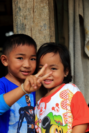 LUANG NAMTHA,LAOS-OCTOBER 06, 2015:  Locals  on October 06, Luang Namtha, Laos.のeditorial素材