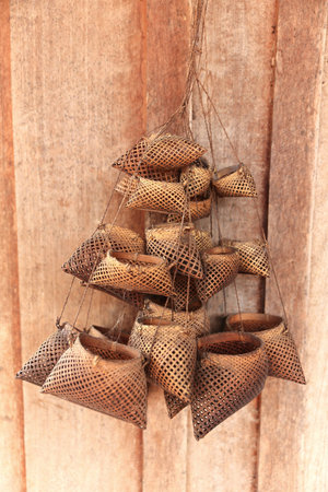 hanging baskets-luang namtha-laosの写真素材