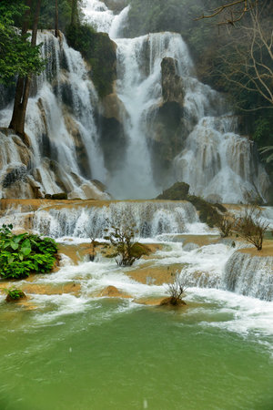 kuang si falls-luang prabangの写真素材