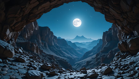 Fantasy alien planet. Mountain. 3D illustration. Moon.の素材