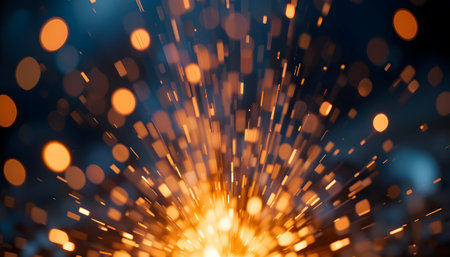 abstract background with bokeh defocused lights and rays of lightの素材