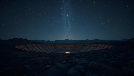 3d illustration of an alien planet with stars in the night skyの素材