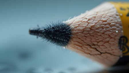 Macro shot of a pencil with a black tip. Shallow depth of field.の素材