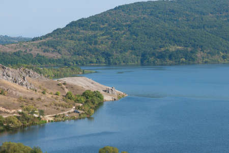 panorama of the lake in autumn in bulgariaの写真素材
