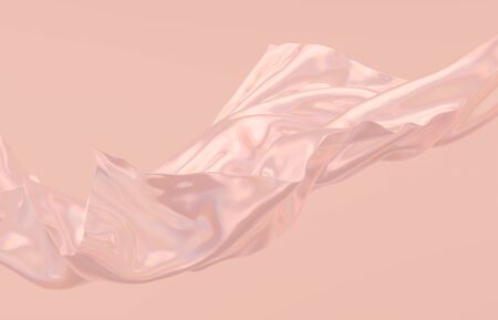 Beauty fashion smooth elegant flying pink satin cloth. Abstract 3d monochrome background.の写真素材