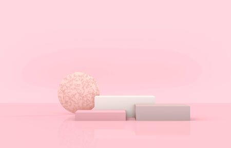 Beauty fashion luxury podium backdrop for product display. 3d pink background.の写真素材