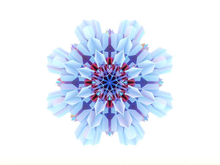 Abstract 3d geometric crystal mandala flower with iridescent texture. faceted gem, winter snowflake.の写真素材