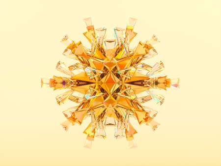 Abstract 3d geometric crystal mandala flower with iridescent texture. faceted gem, winter snowflake.