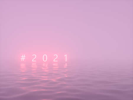 Merry Christmas and Happy new year neon text background. 3d render.