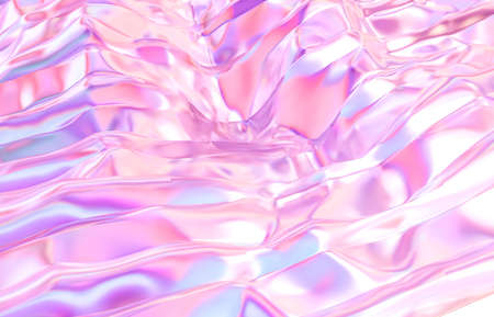 Abstract geometric crystal background, iridescent texture, liquid. 3d rendering.