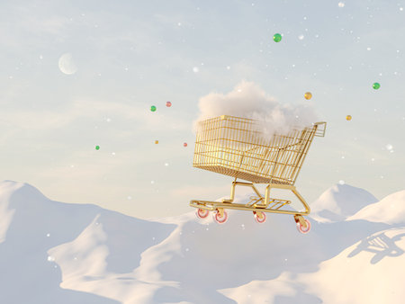 Abstract winter Christmas background with fancy crystal snow globe.の写真素材