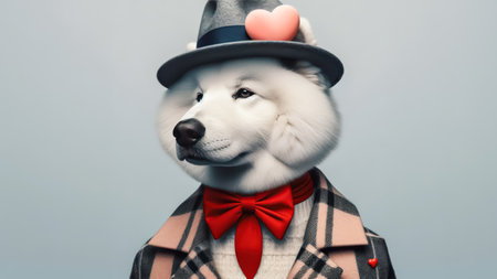 Funny dog portrait in Valentine's day concept.の素材