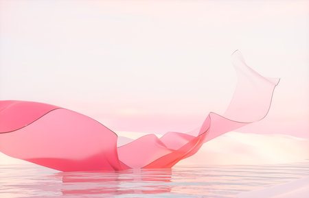Abstract background with crystal cloth floating in the sea. 3d renderの写真素材