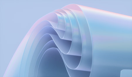 3d rendering of holographic iridescent abstract layered crystal glass background.