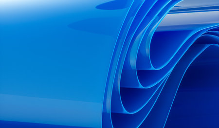 3d rendering of blue abstract layered crystal glass background.の写真素材