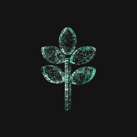 Abstract 3d rendering of glowing particles plant. Futuristic background.の写真素材