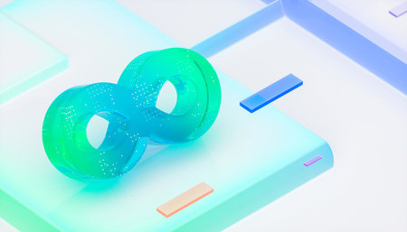Futuristic 3D Infinity glass Icon in Gradient Colors. Green technology concept.