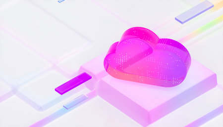 Futuristic 3D Cloud glass Icon in Gradient Colors. Cloud technology concept.