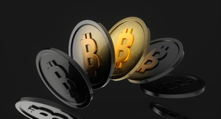 Luxury golden Bitcoin coin, Digital finance and wealth concept. 3d rendering