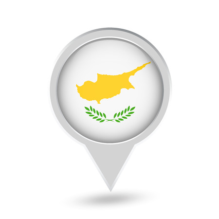 Cyprus Flag Round Pin Icon. Vector icon.のイラスト素材